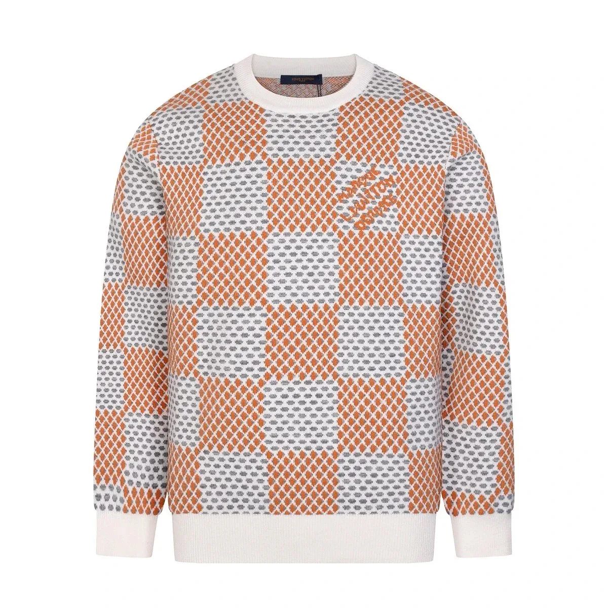 Louis Vuitton Louis Vuitton Argyle Pattern Crewneck Sweater Orange