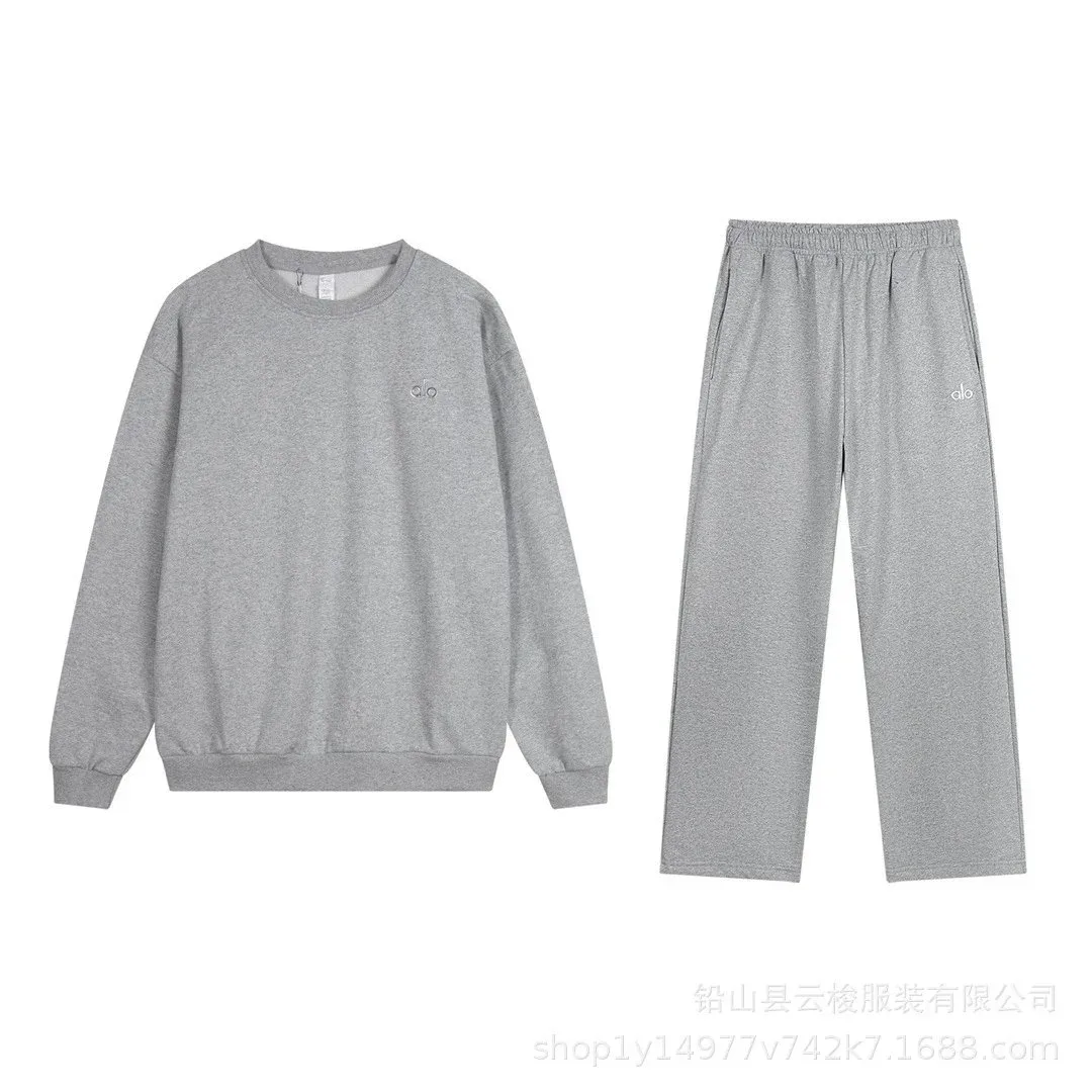 Alo Yoga Alo Yoga Grey Round Neck Straight Fit Co-ord Set Grey - 1