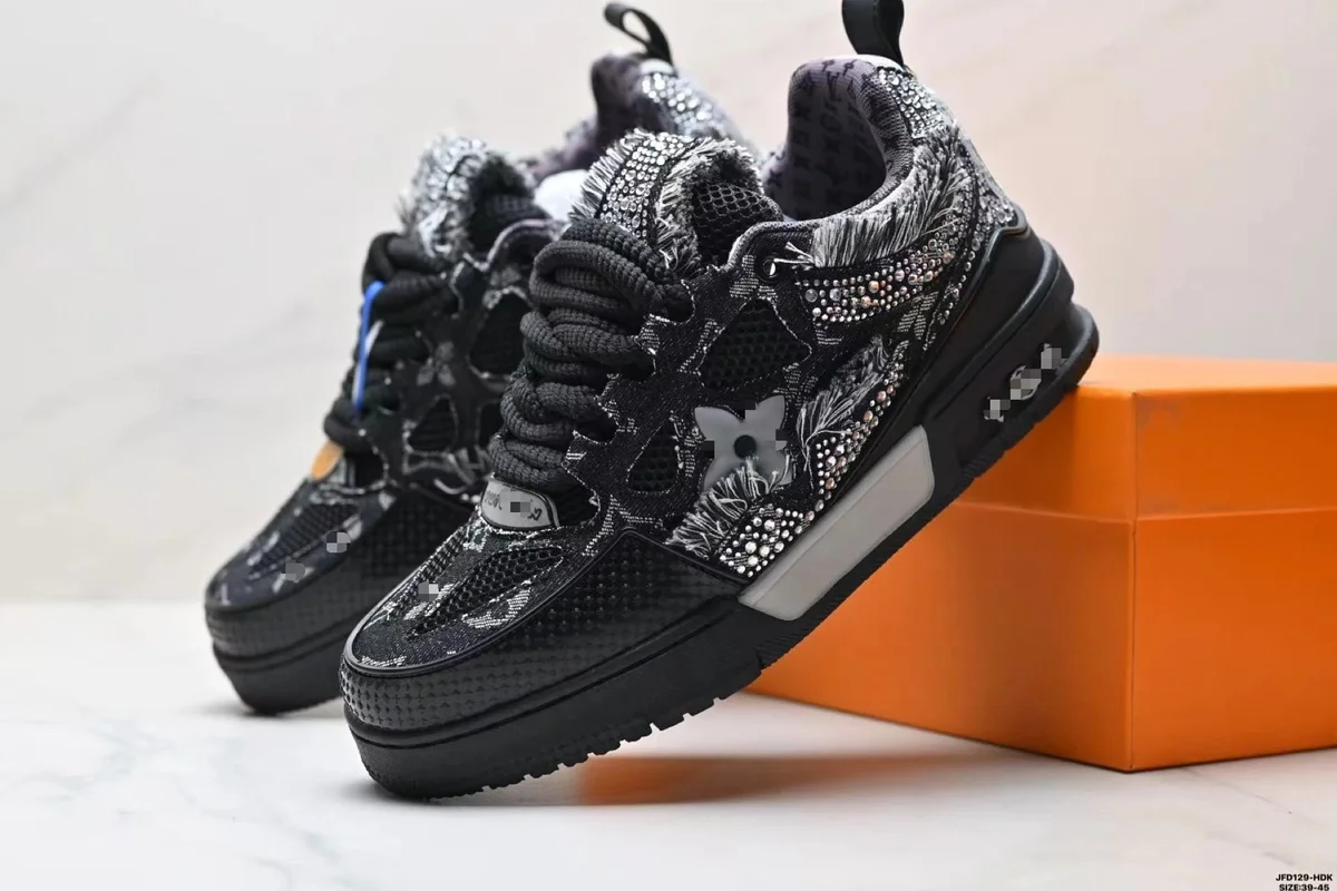 Louis Vuitton Louis Vuitton LV Trainer Black Crystal Embellished Sneakers Black