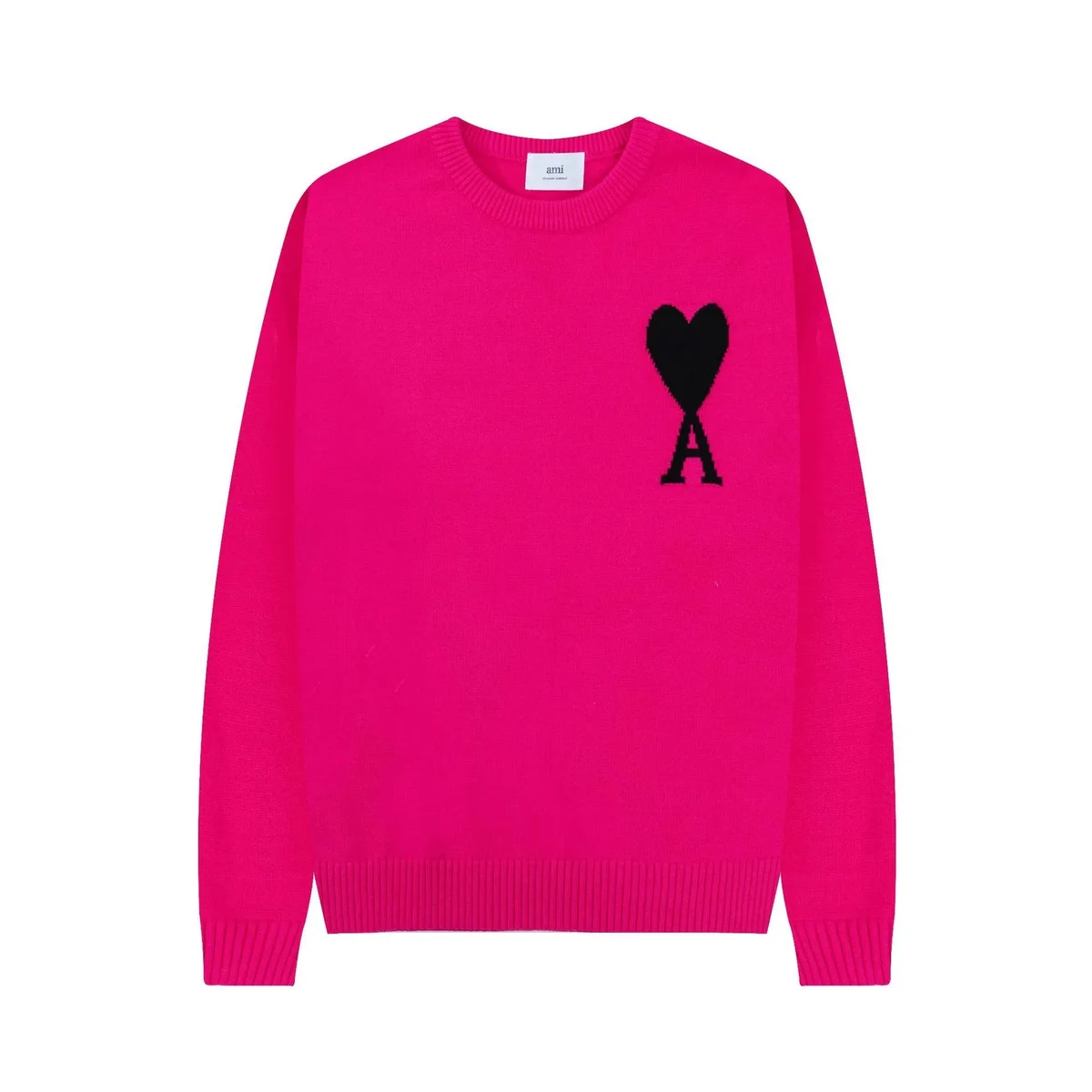 Ami Paris AMI A8 Round Neck Intarsia Pink Sweater Pink - 1