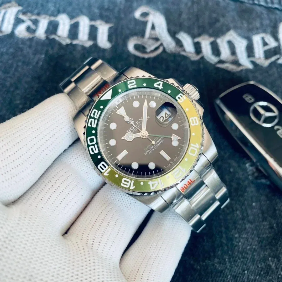 Rolex Rolex GMT-Master II Green & Yellow Bezel Stainless Steel Watch Silver