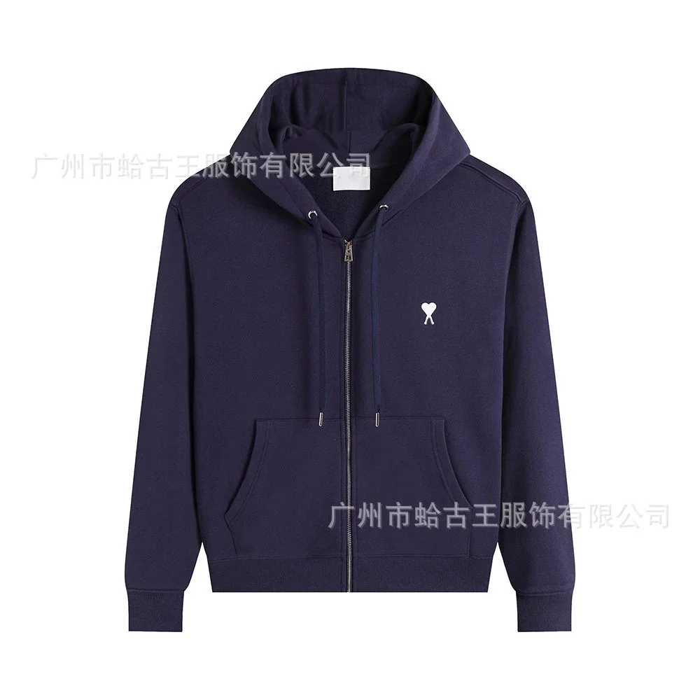 Ami Paris Ami Paris Ami de Coeur Navy Zip-Up Hoodie Navy - 1