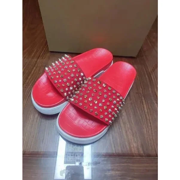 Christian Louboutin Christian Louboutin Red Bottoms Crystal Embellished Slippers Red - 1