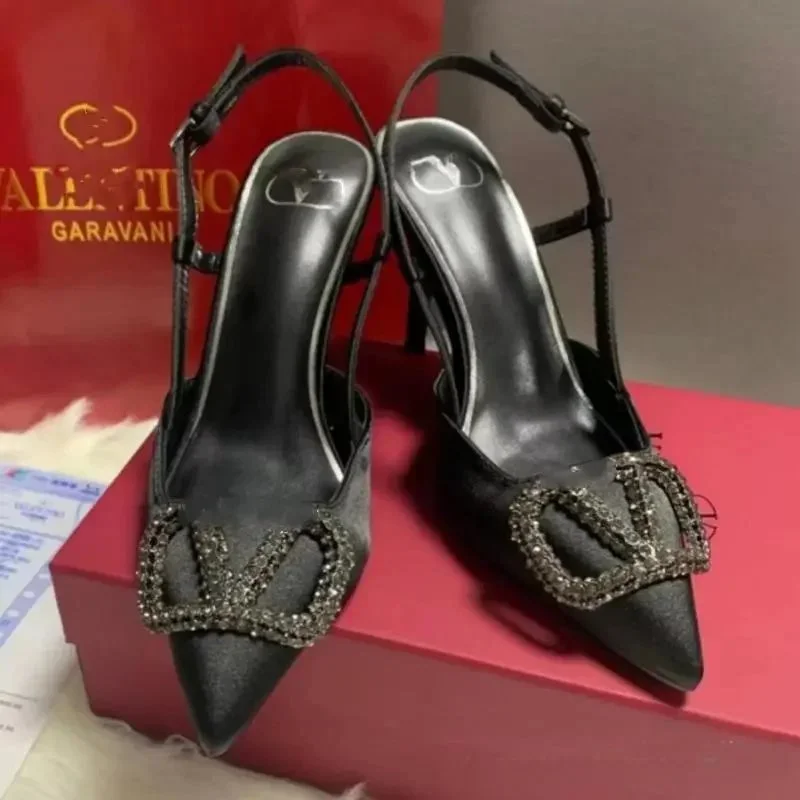 Valentino Valentino Rockstud Black Crystal Heels Black - 1