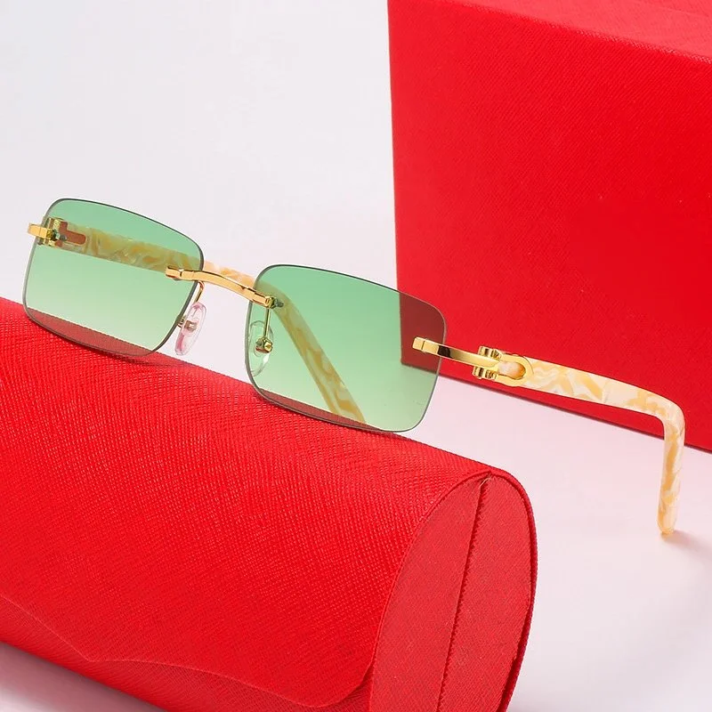 Cartier Cartier Soleil Blanc Gold Frame Gradient Green Lens Sunglasses Gold - 1
