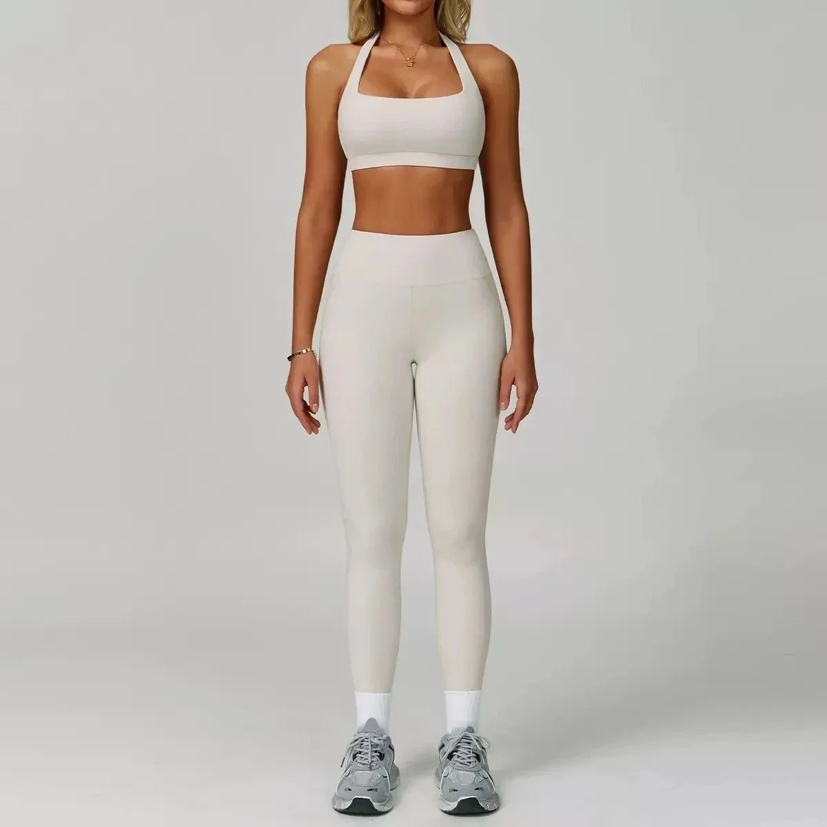 Other Light Beige Sports Bra & Leggings Set Beige - 1
