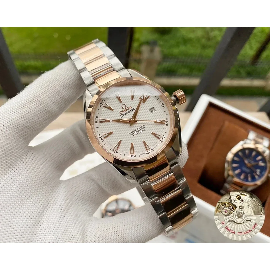 Omega Omega Seamaster White Dial Rose Gold & Silver Bracelet Watch Gold - 1