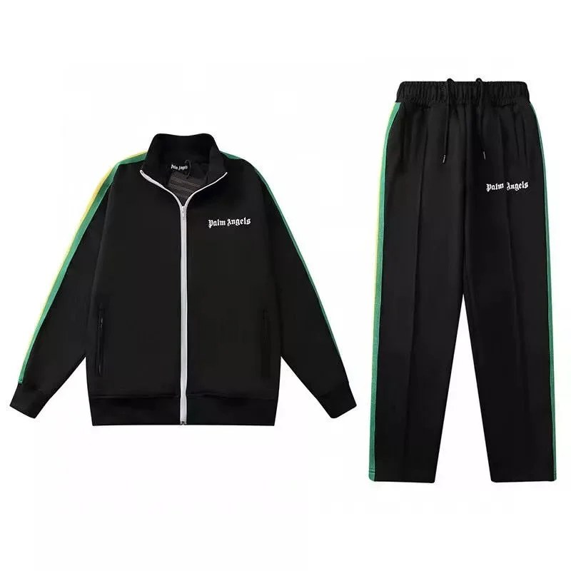 Palm Angels Palm Angels Track Black/Green/Yellow Striped Tracksuit Set Black - 1