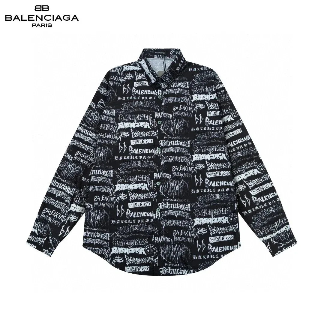 Balenciaga Balenciaga All-Over Logo Print Black/White Shirt Black