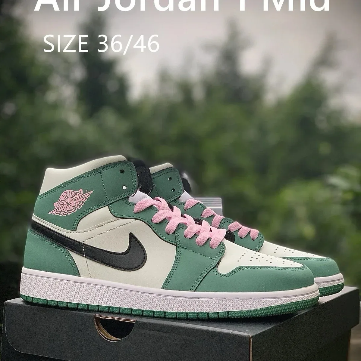 Nike Nike Air Jordan 1 Mid White Green Pink Sneakers Green - 1