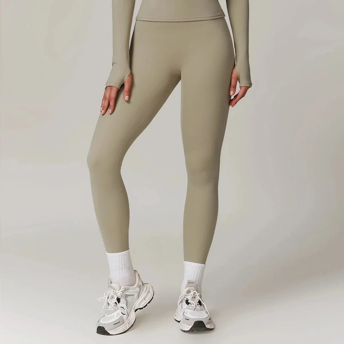Other Unisex Camel Brown Leggings Yoga Pants Brown - 1