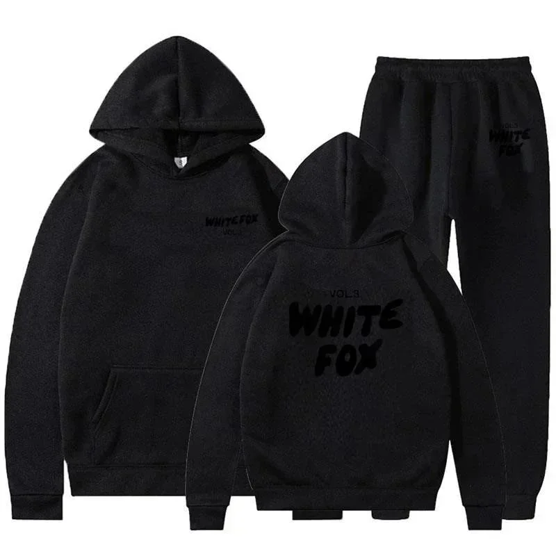 White Fox White Fox ALBB-006 Black Hoodie & Pants Set Black - 1