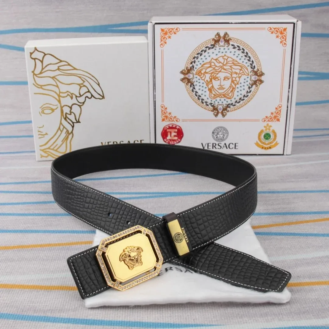 Versace Versace Medusa Black Leather Belt Black - 1