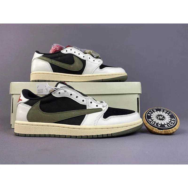 Nike Nike Air Jordan 1 Low Black/Olive Green Sneakers Black - 1