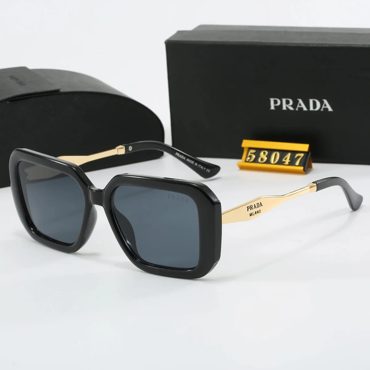 Prada Prada Classic Logo Black Gold-Tone Sunglasses Black