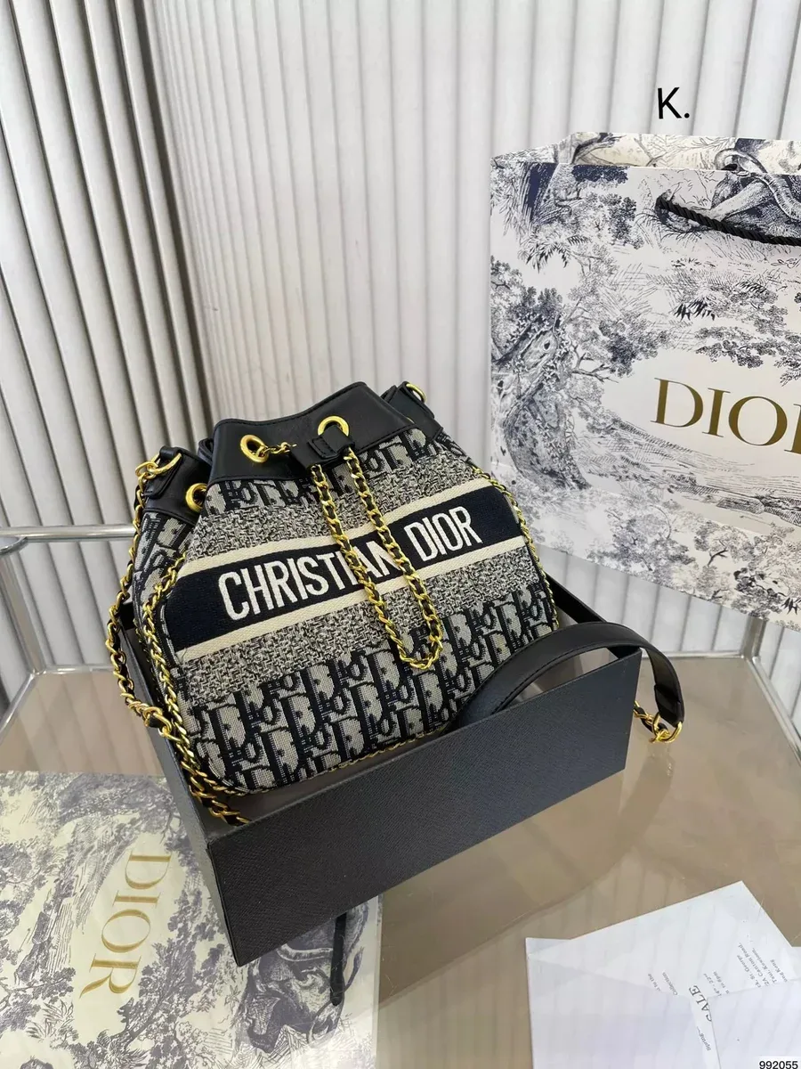 Dior Dior Lady Dior Monogram Black & White Bucket Bag Black - 1
