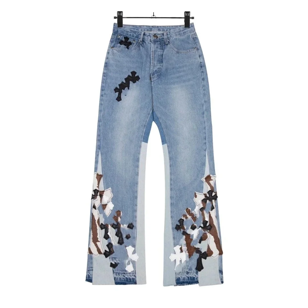 Chrome Hearts Chrome Hearts Cross Embellished Jeans Light Blue Blue - 1