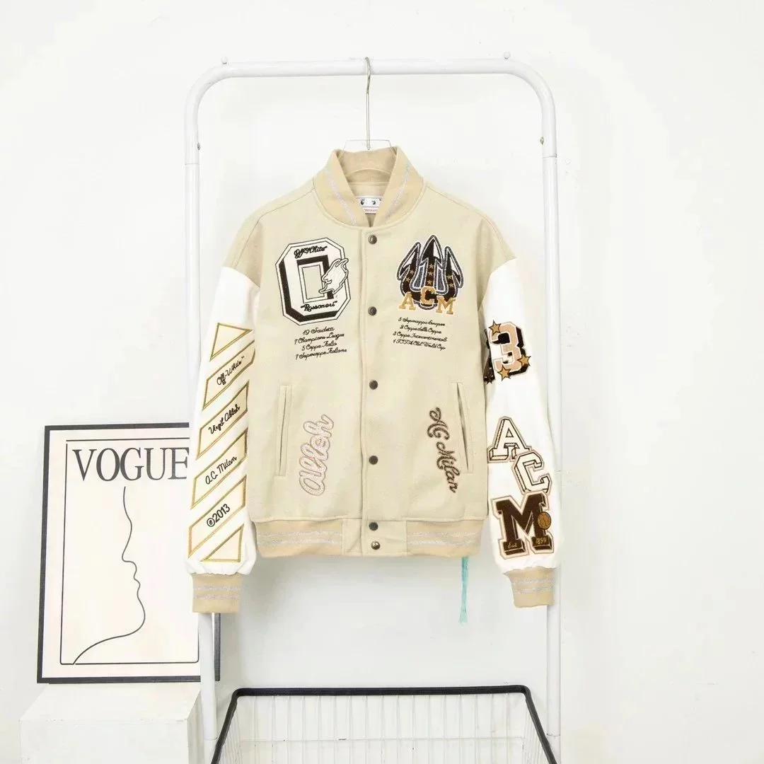 Other Off-White c/o Virgil Abloh ACM Beige Letterman Jacket Beige - 1