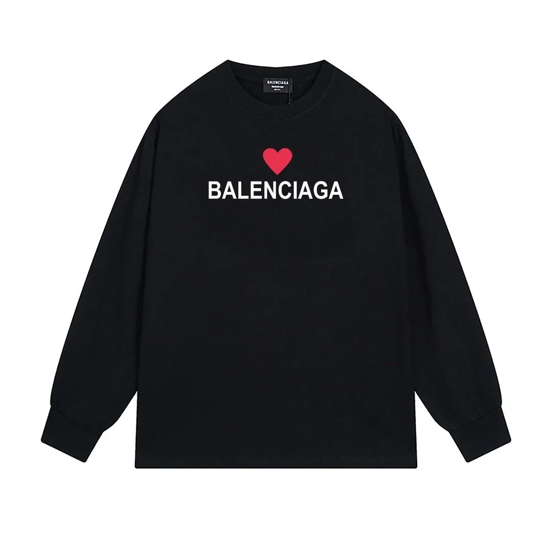 Balenciaga Balenciaga Heart Logo Black Long-Sleeve T-Shirt Black - 1