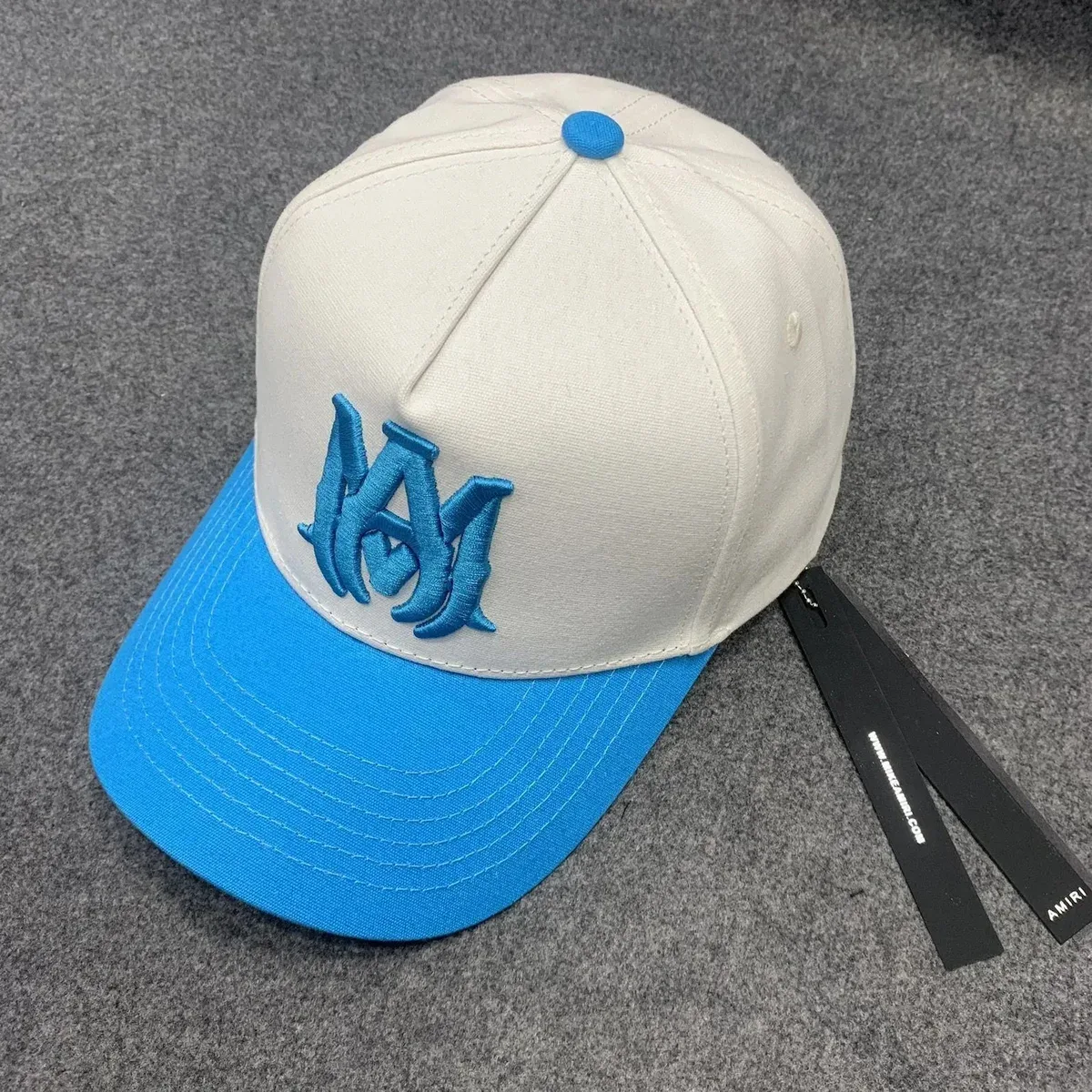 Amiri Amiri 'AM' Embroidered Baseball Cap White/Blue White - 1