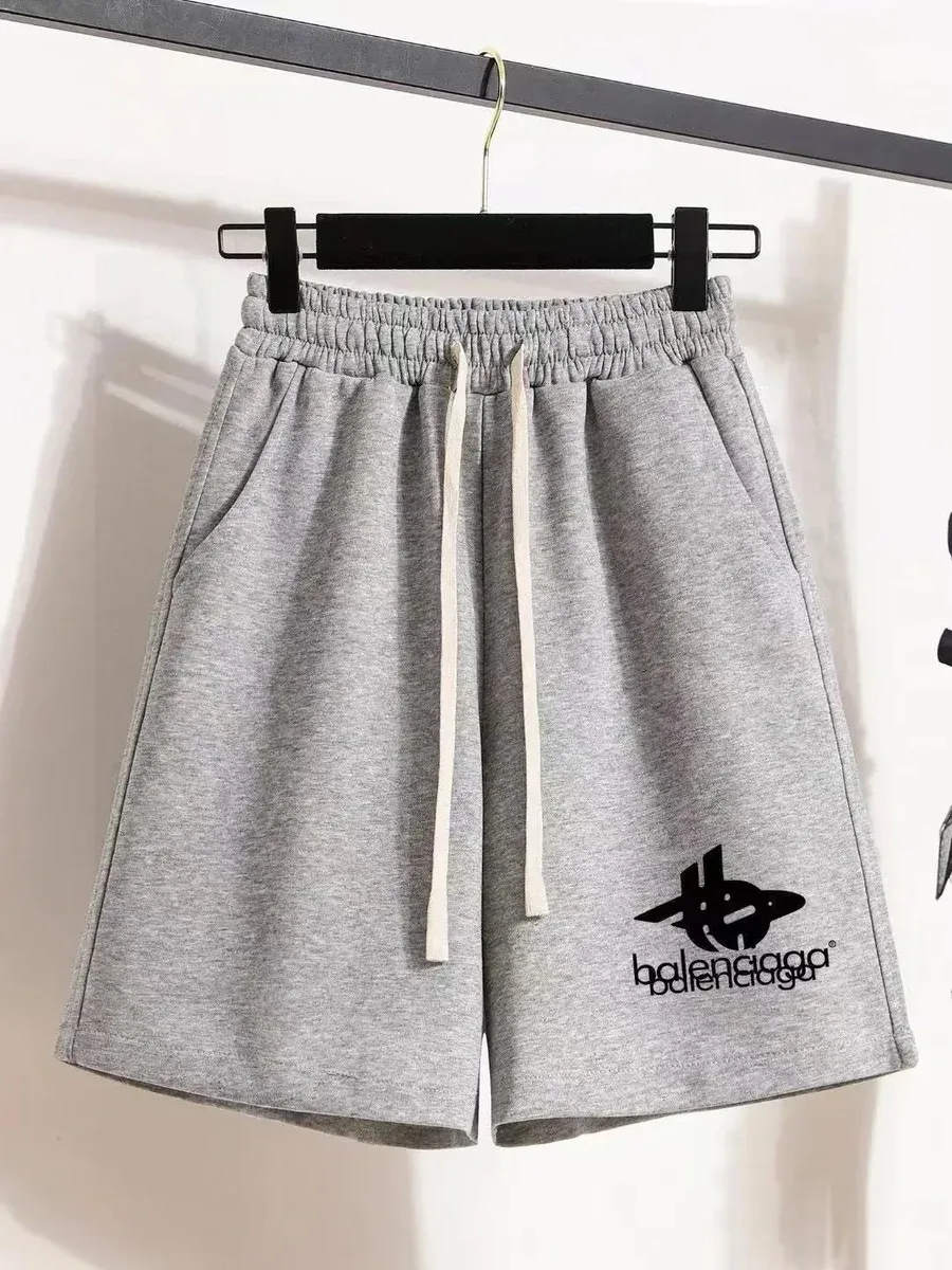 Balenciaga Balenciaga Grey Logo Print Shorts Grey - 1