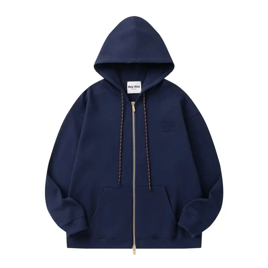 Miu Miu Miu Miu Navy Zip-Up Hoodie Navy - 1