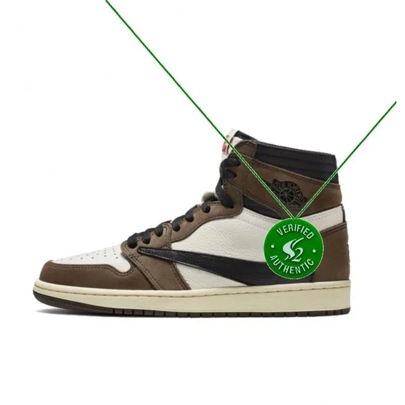 Nike Nike Air Jordan 1 Travis Scott Sail/Deep Coffee Sneakers Brown - 1