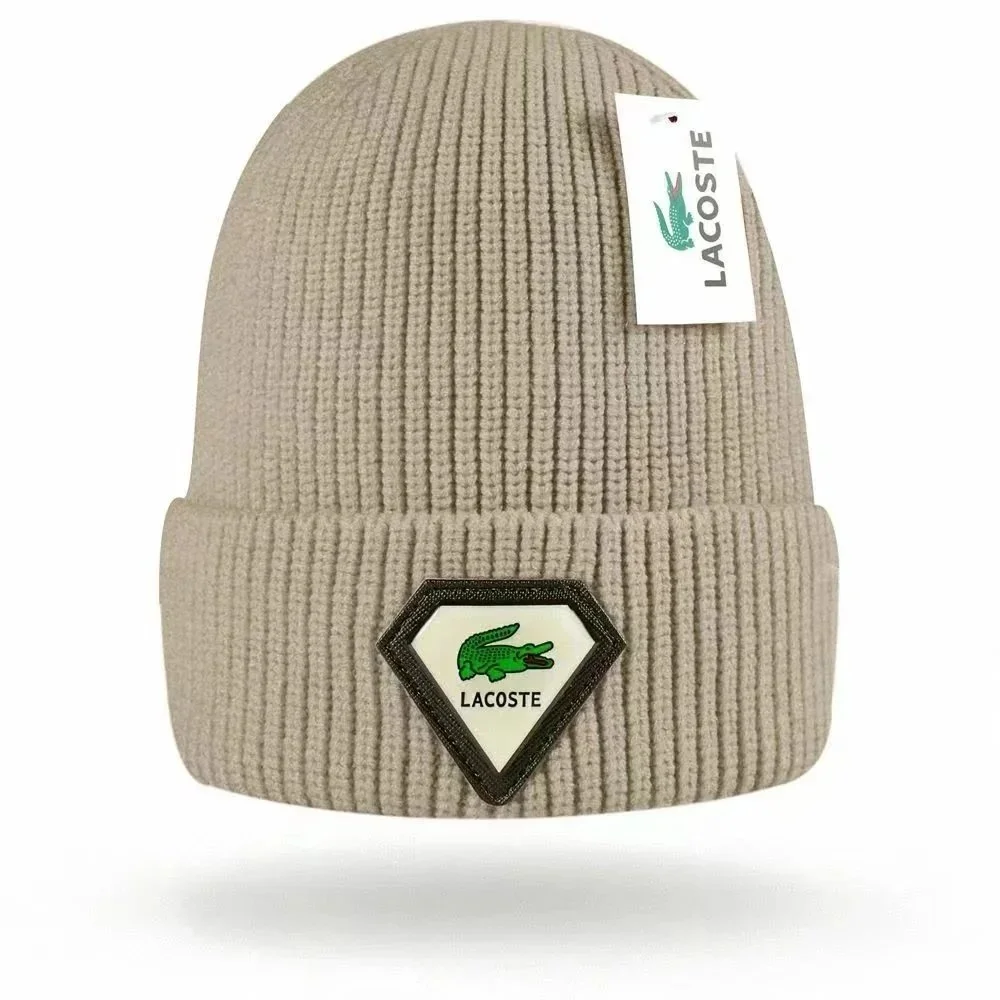 Lacoste Lacoste Beige Crocodile Patch Beanie Beige - 1