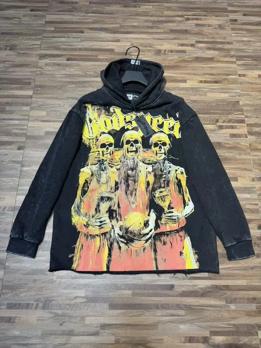 Other Washed Black Graphic Hoodie Black - 1