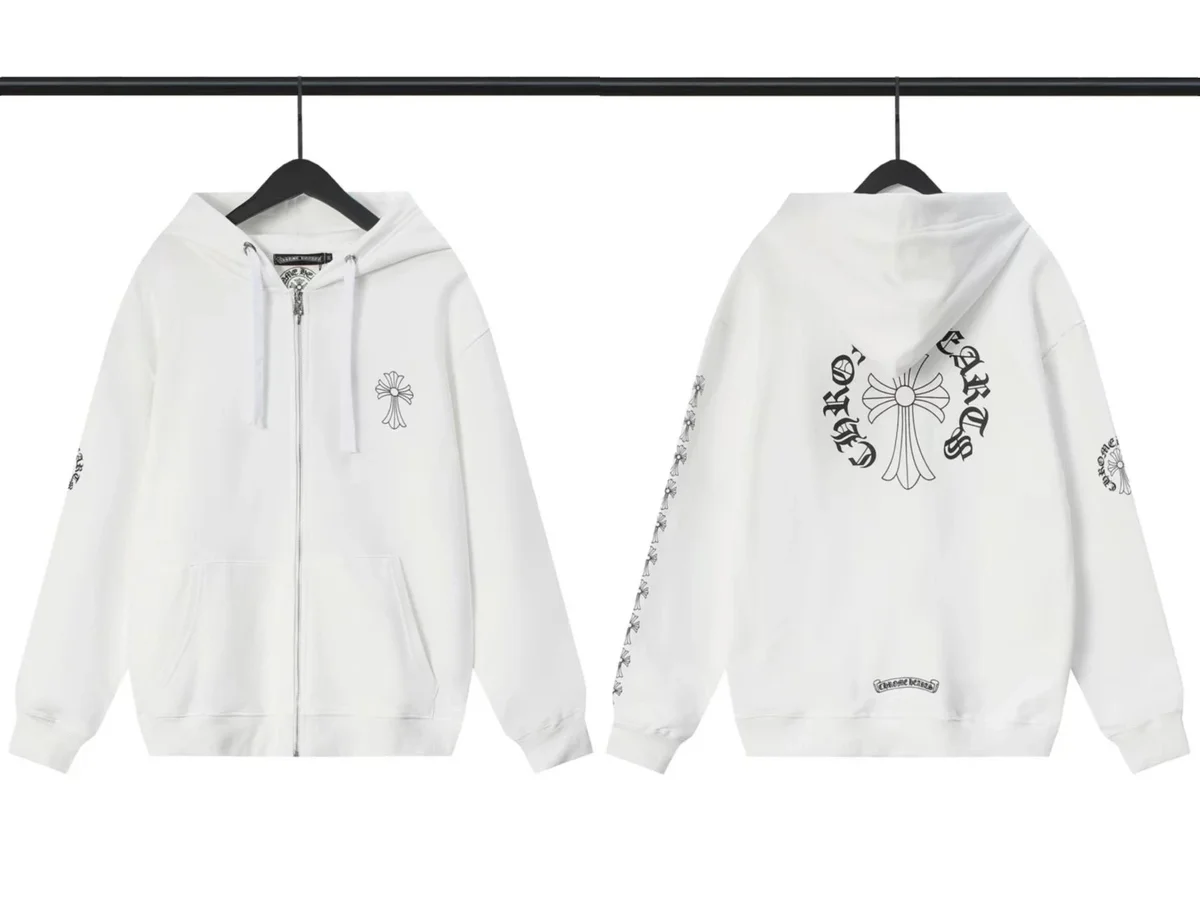 Chrome Hearts Chrome Hearts CH Cross White Zip-Up Hoodie White
