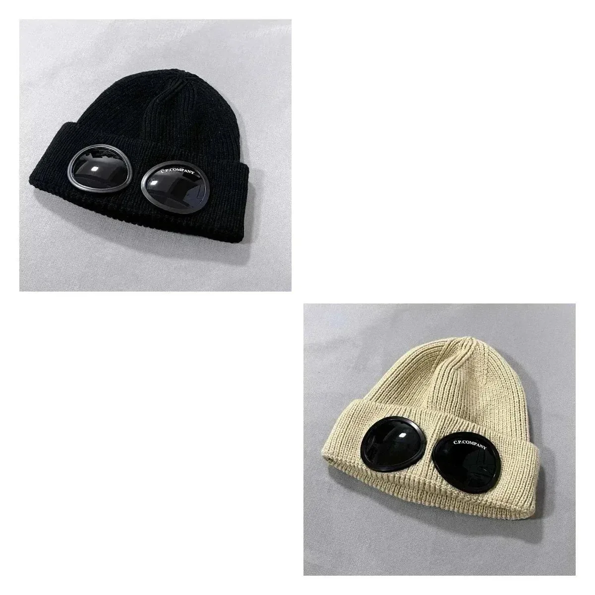 CP Company C.P. Company Goggle Beanie Black + Beige Black - 1