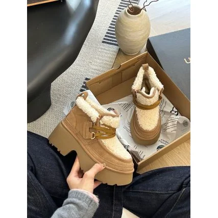Other Unisex Faux Fur Trim Ankle Boots Beige Winter Shoes Beige - 1