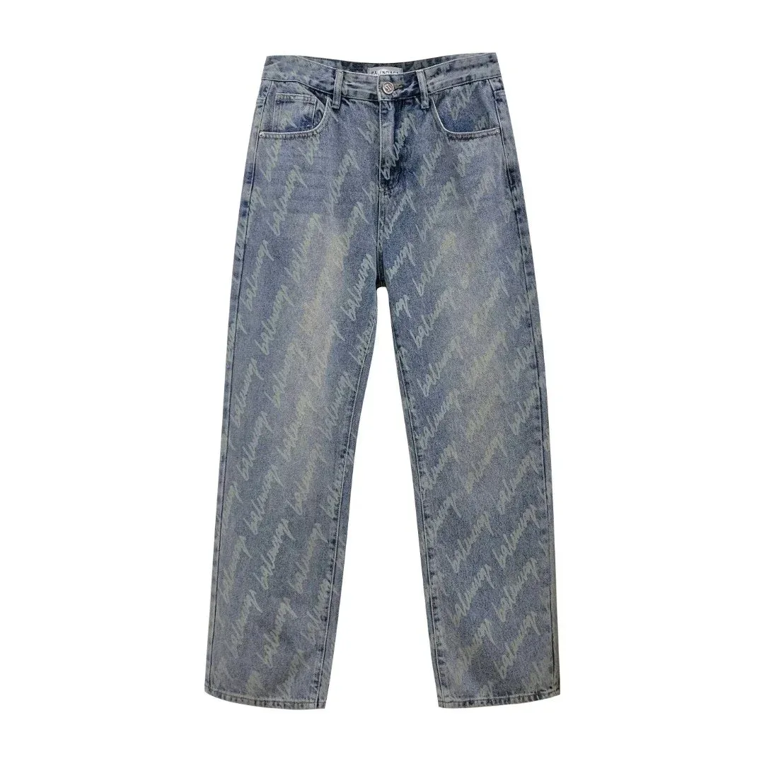Balenciaga Balenciaga All-Over Print Jeans B-1 Blue Blue