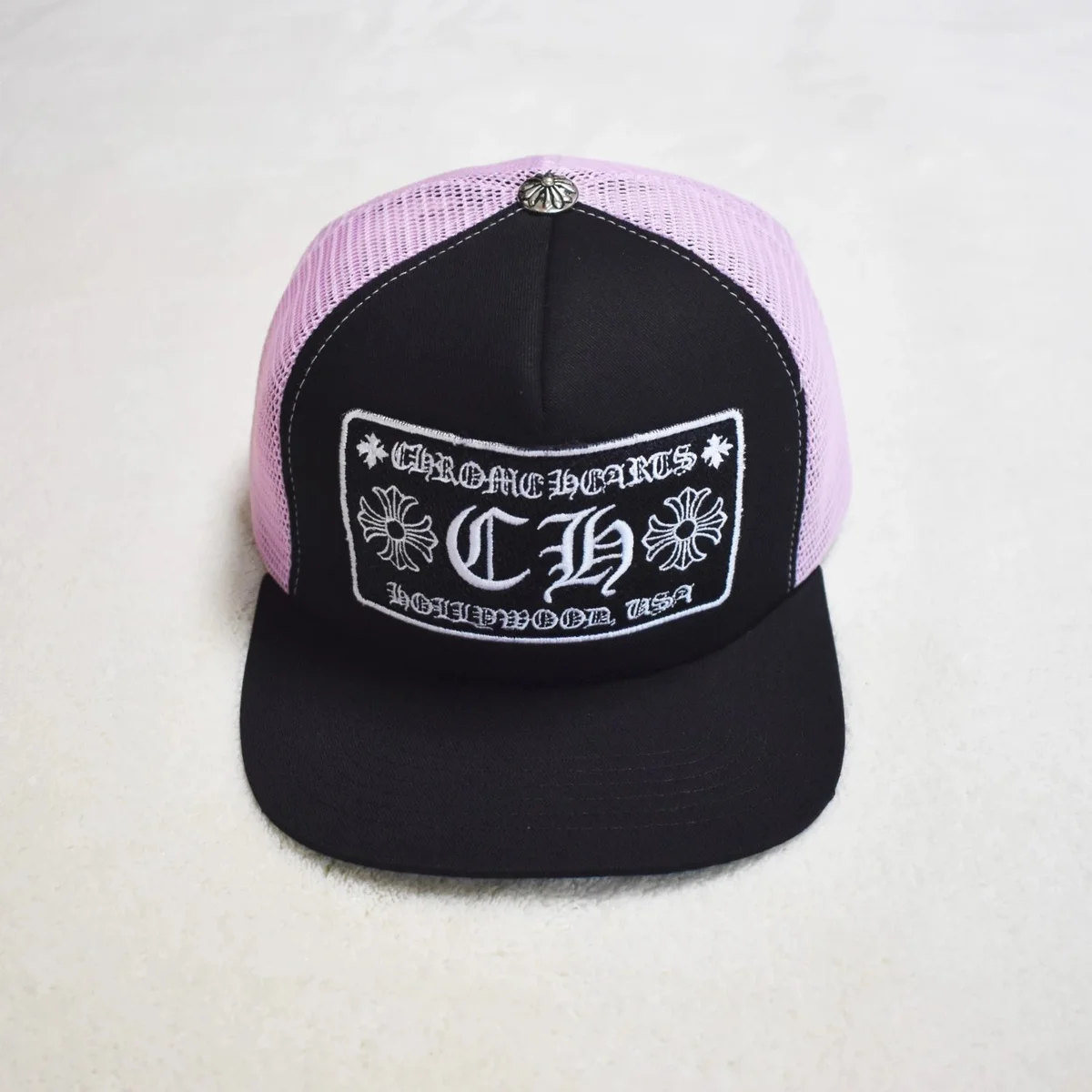 Chrome Hearts Chrome Hearts CH Hollywood USA Trucker Hat Pink/Black Pink - 1