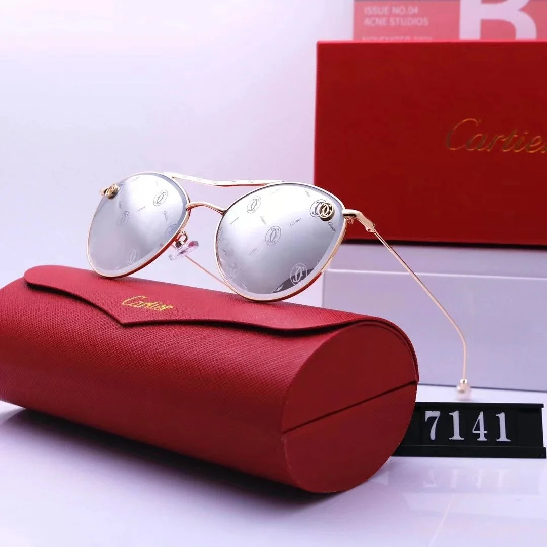 Cartier Cartier Soleil Blanc Aviator Sunglasses Silver/Gold Gold - 1
