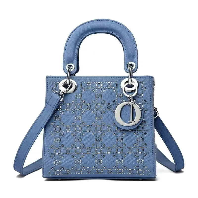 Dior Dior Lady Dior Blue Denim Crossbody Bag Blue - 1