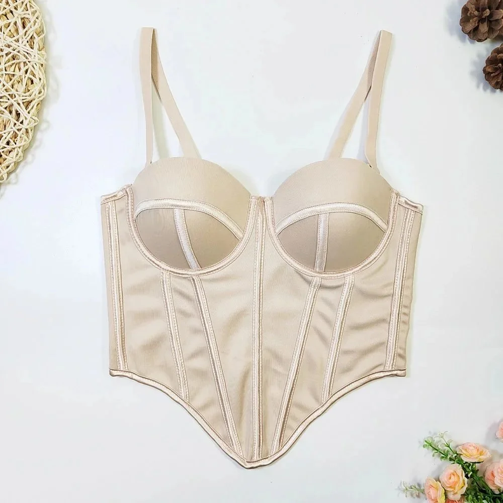 Other Skin Color Underwire Corset Top Beige - 1