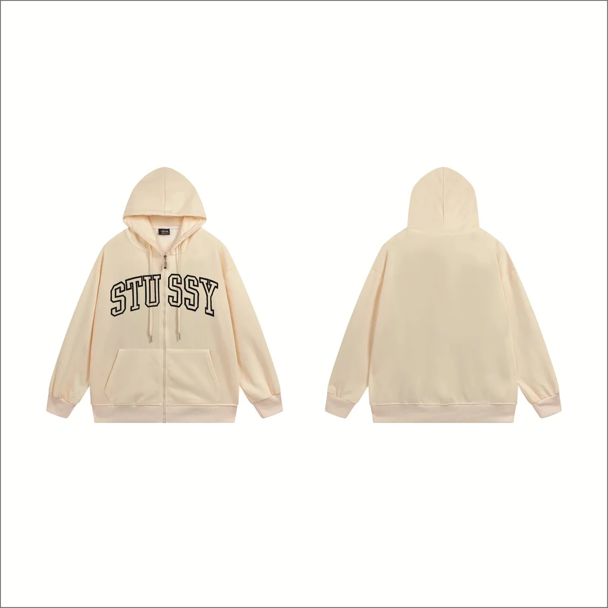 Stussy Stussy Basic Logo Peach Beige Zip-Up Hoodie Beige - 1