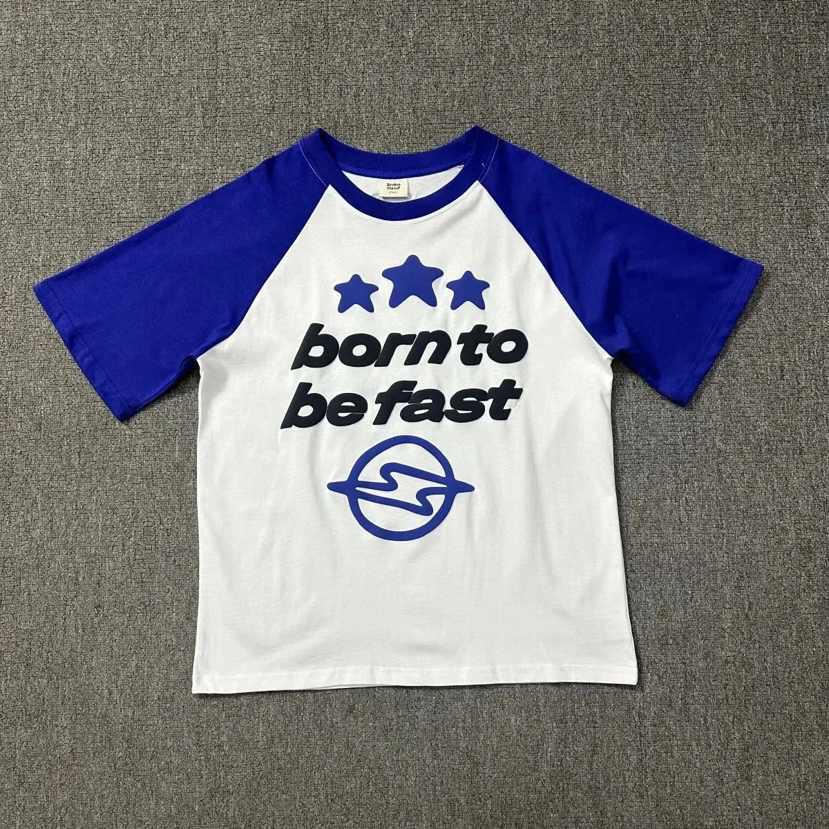 Other Born to Be Fast White & Blue Raglan T-Shirt White - 1
