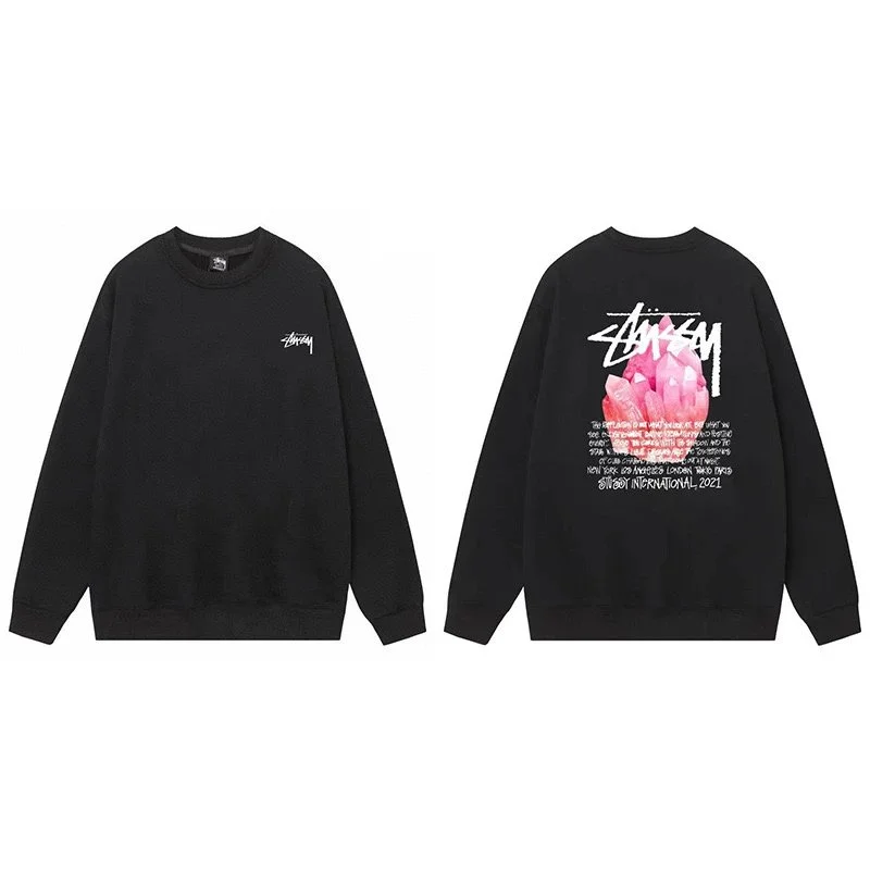 Stussy Stussy Crystal Print Crewneck Sweatshirt Black Black - 1
