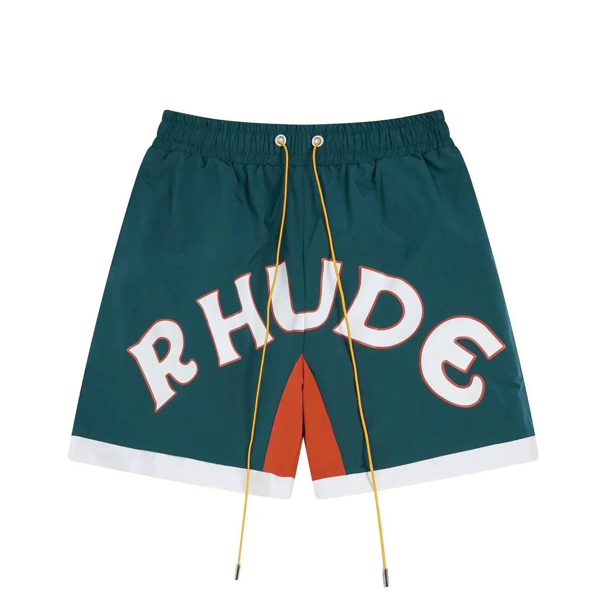 Rhude RHUDE Teal/White/Orange Logo Shorts Green - 1