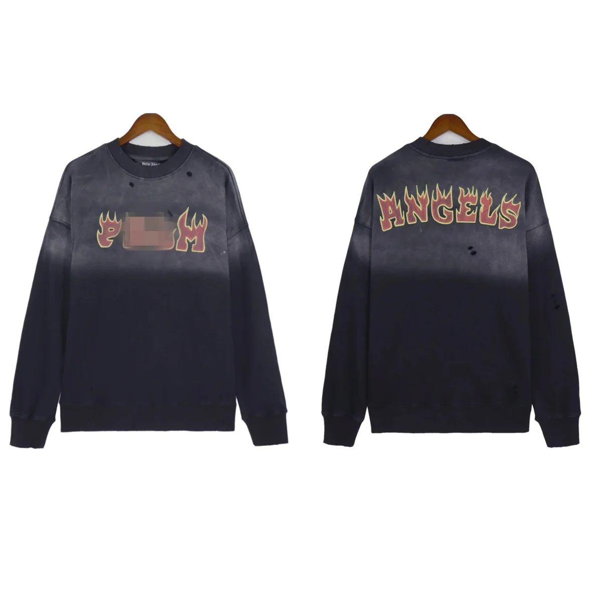 Palm Angels Palm Angels Angels Flame Print Crewneck Sweatshirt Black Black