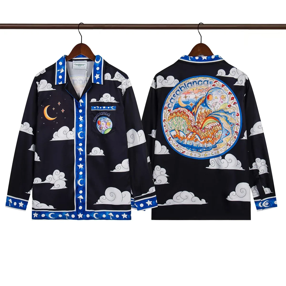 Casablanca Casablanca Cloud Print Long Sleeve Shirt Black - 1