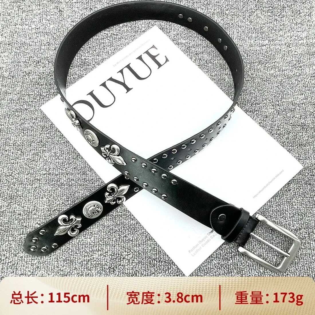 Other 【Skull Double Rivet 115cm】Cross Belt Black - 1