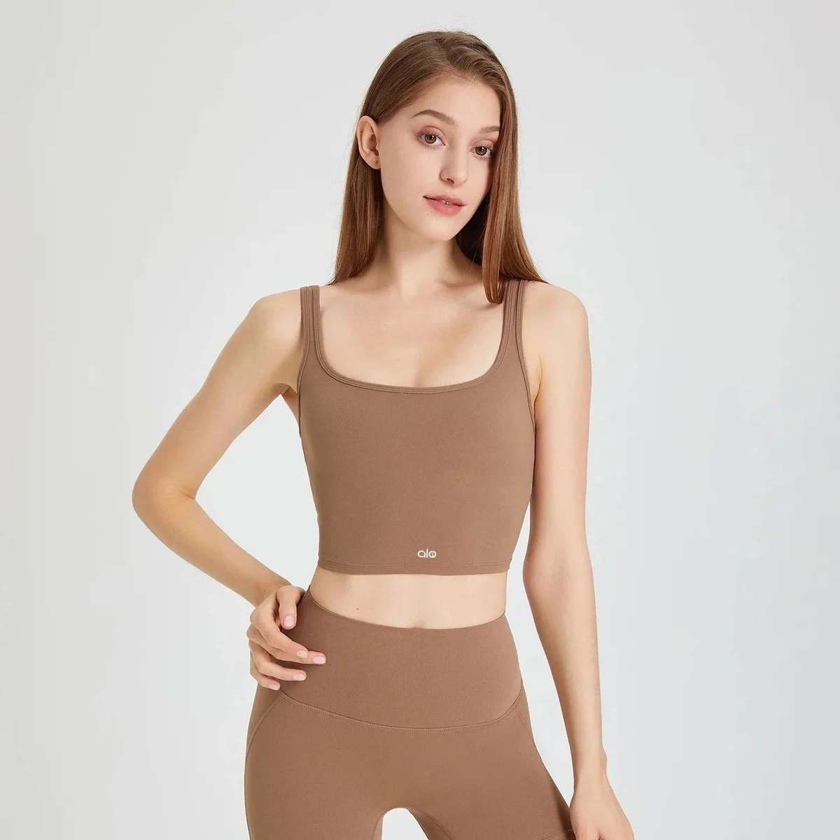 Other Coco Brown Crop Top Yoga Set Brown - 1