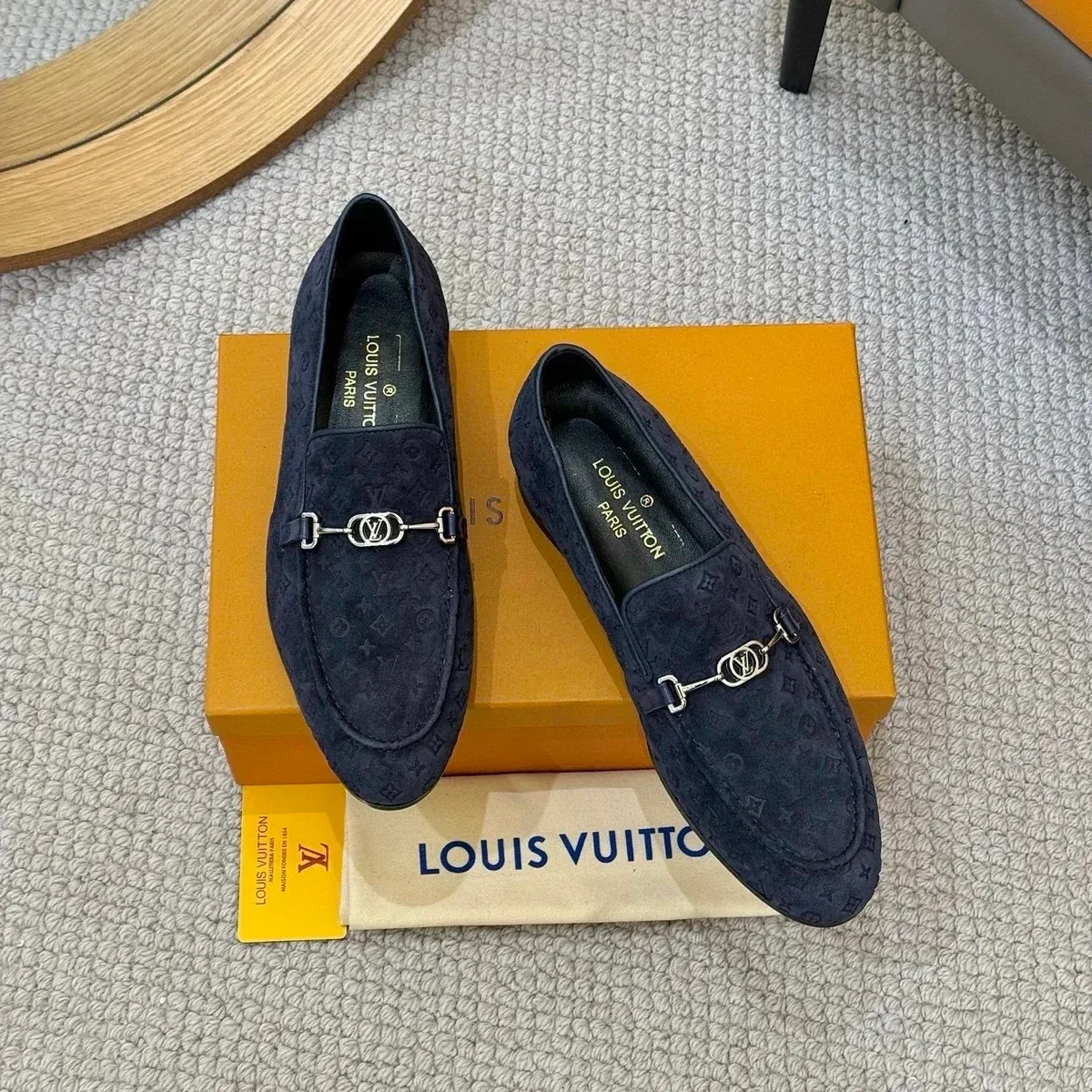 Louis Vuitton Louis Vuitton Monogram Loafers Navy Leather Shoes Navy