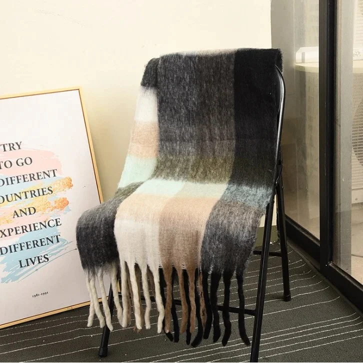 Other Multicolor Plaid Tassel Scarf Multicolor