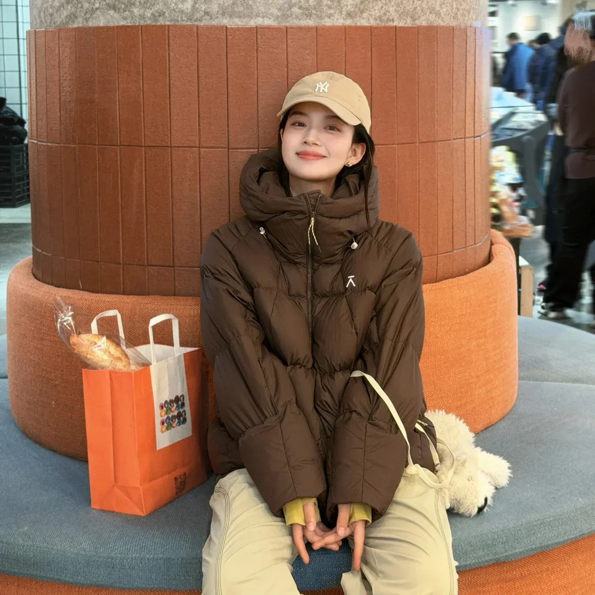 Other Unisex Brown Puffer Jacket with Hood Brown - 1