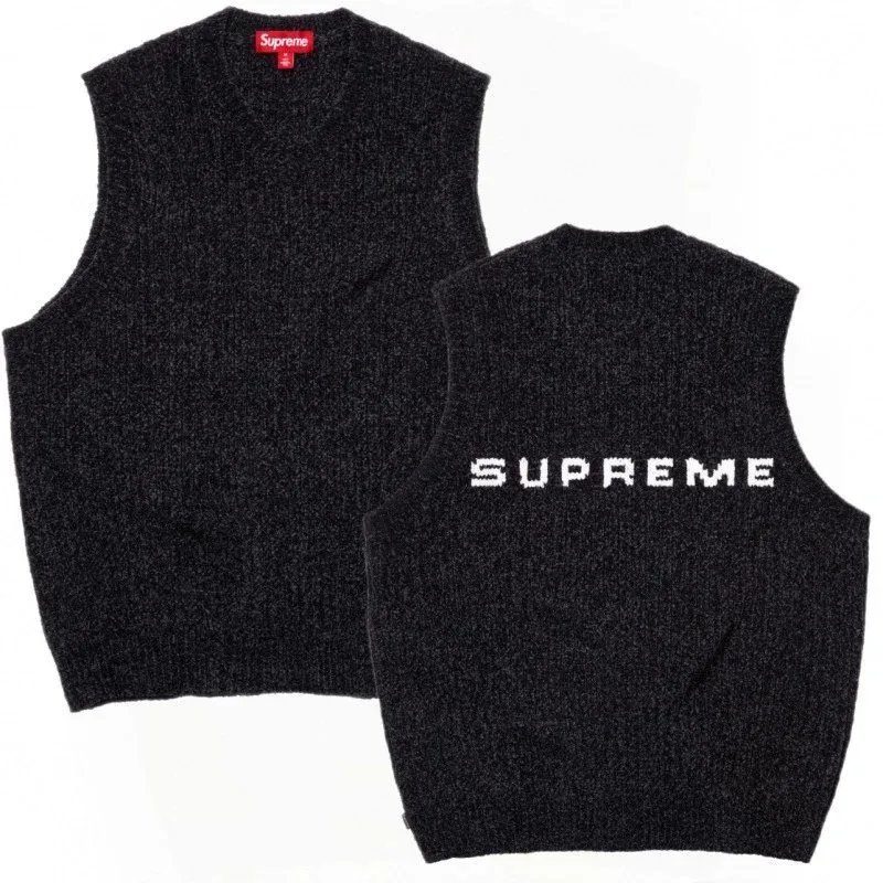 Supreme Supreme Black Supreme Logo Knit Vest Black - 1