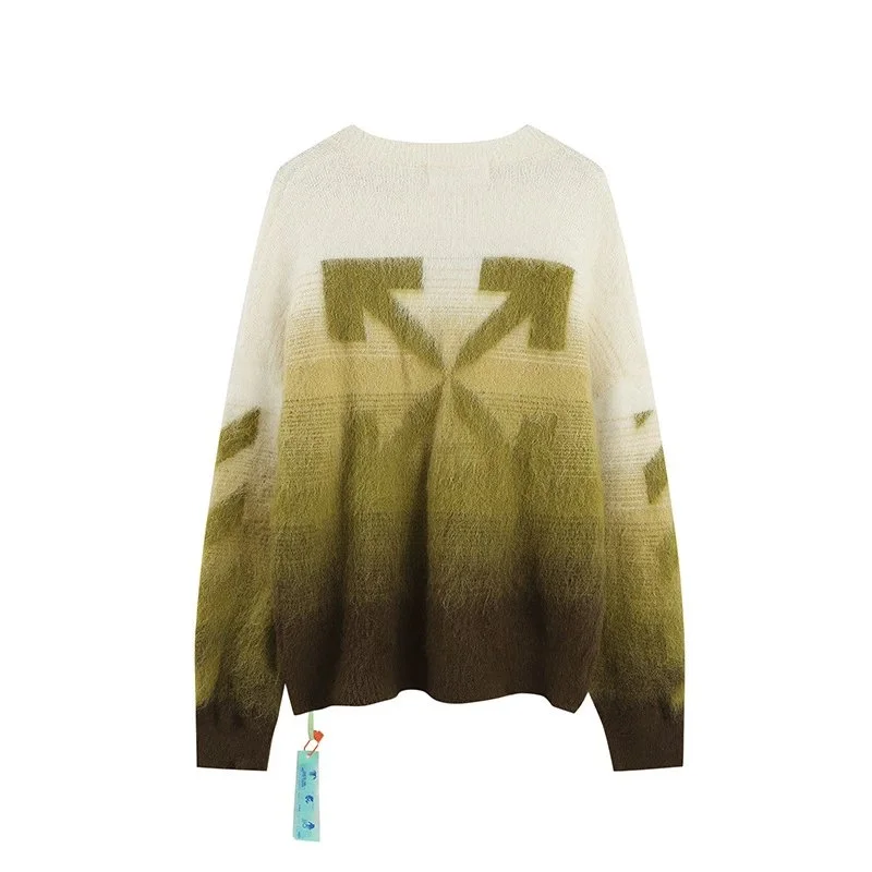 Off-White Off-White Arrow White/Olive Green Gradient Sweater Multicolor - 1